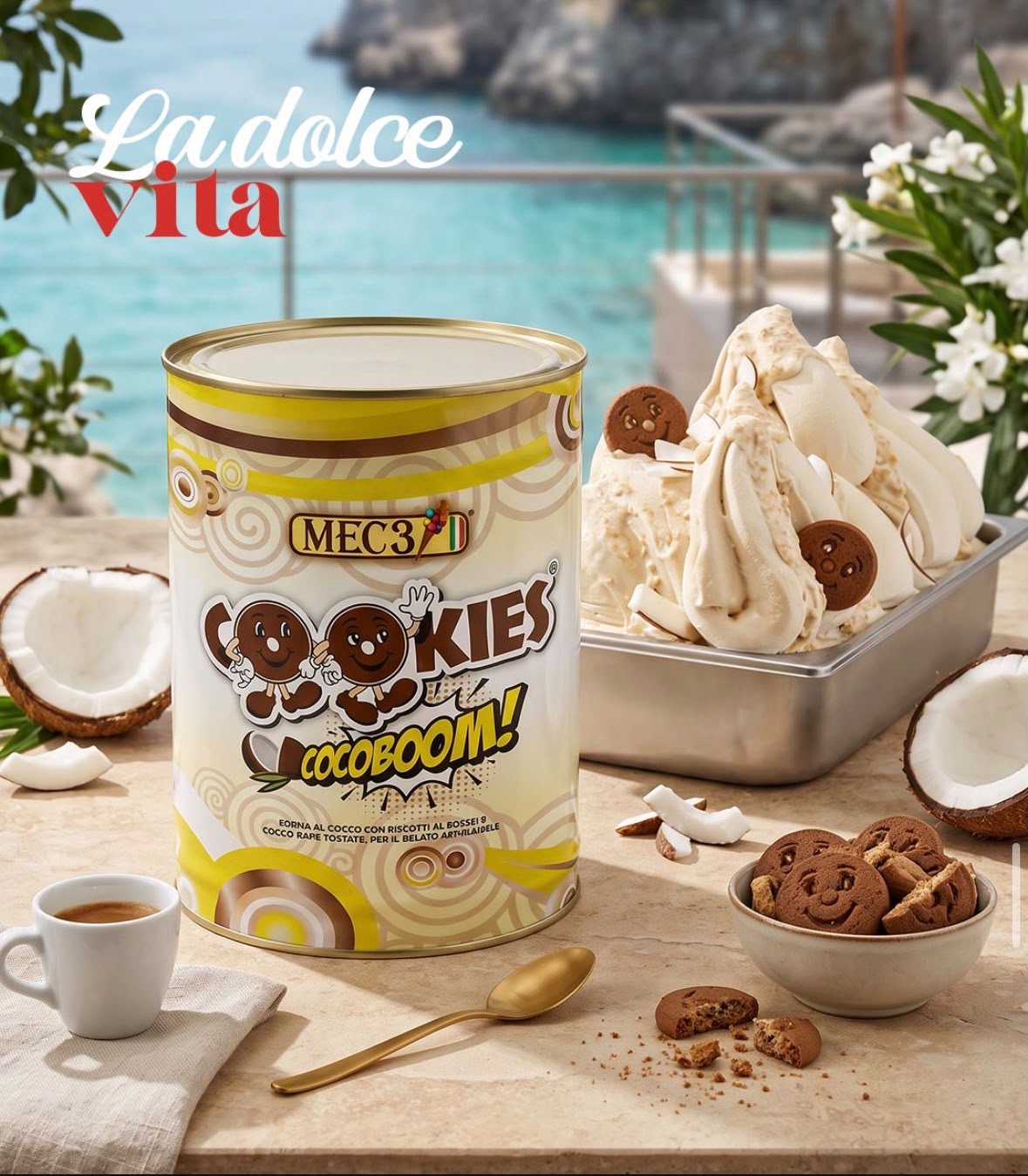 Plechovka MEC3 Cookies Cocoboom s kokosovým gelatem u moře